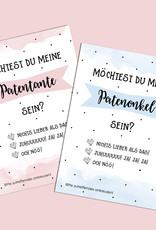 Postkarten Pate fragen 2er Set Patenonkel fragen Patentante fragen