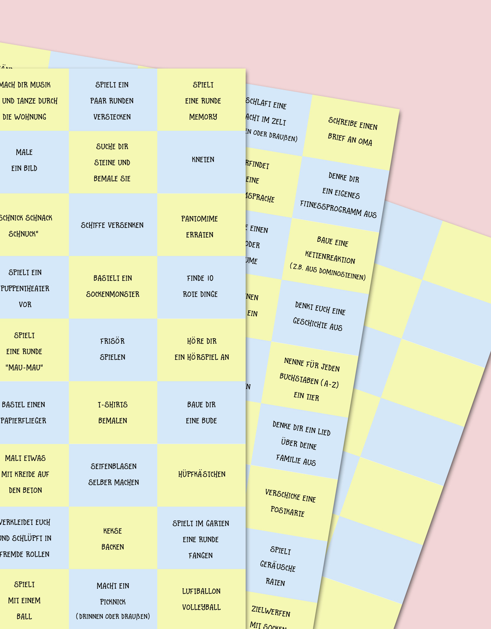 100 Ideen gegen Langeweile Kinder DRUCK Spiele Kinder Lose ziehen Kinder Spielideen