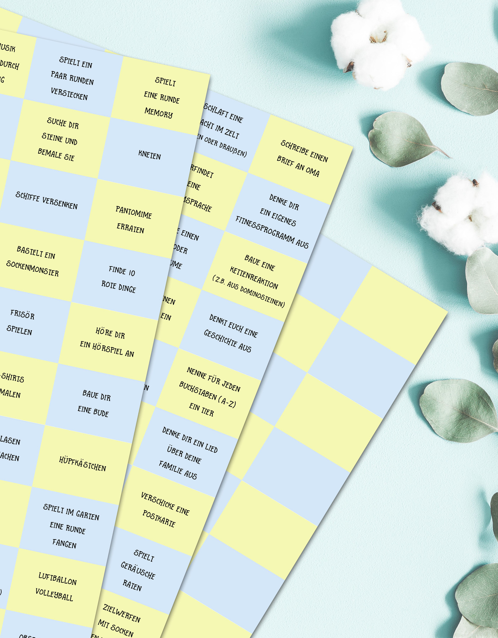 100 Ideen gegen Langeweile Kinder DRUCK Spiele Kinder Lose ziehen Kinder Spielideen