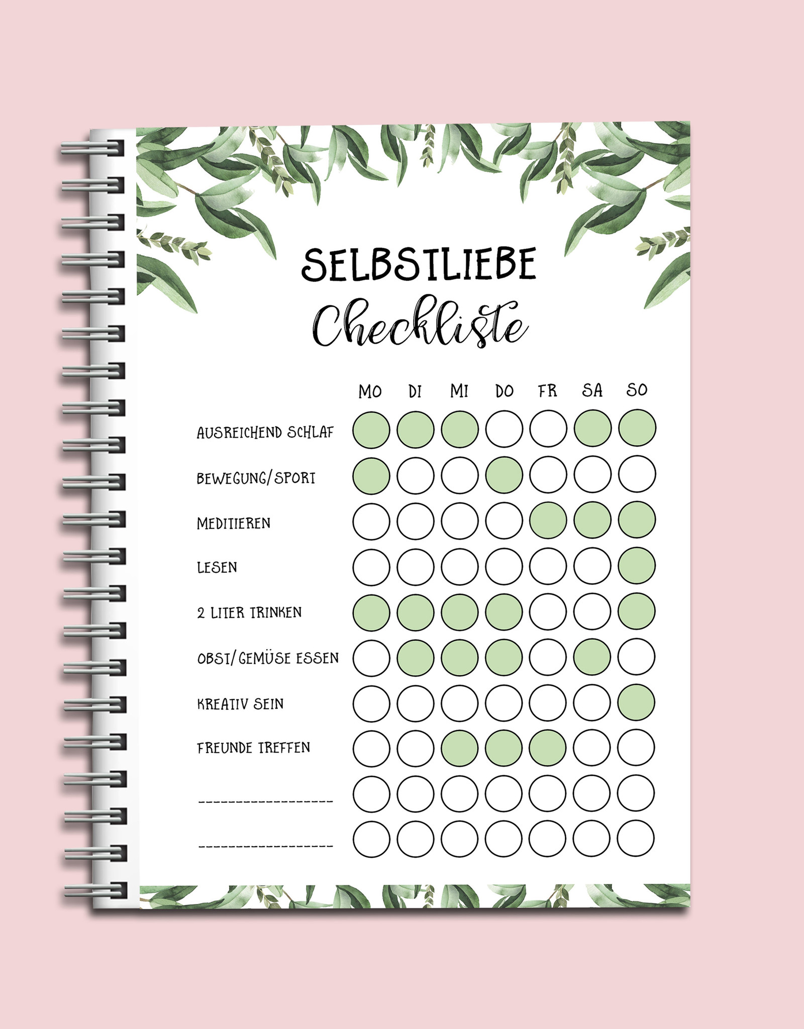 Selfcare Chickliste To Do Block Selbstliebe Selbstfürsorge Tagesplaner Wochenplaner