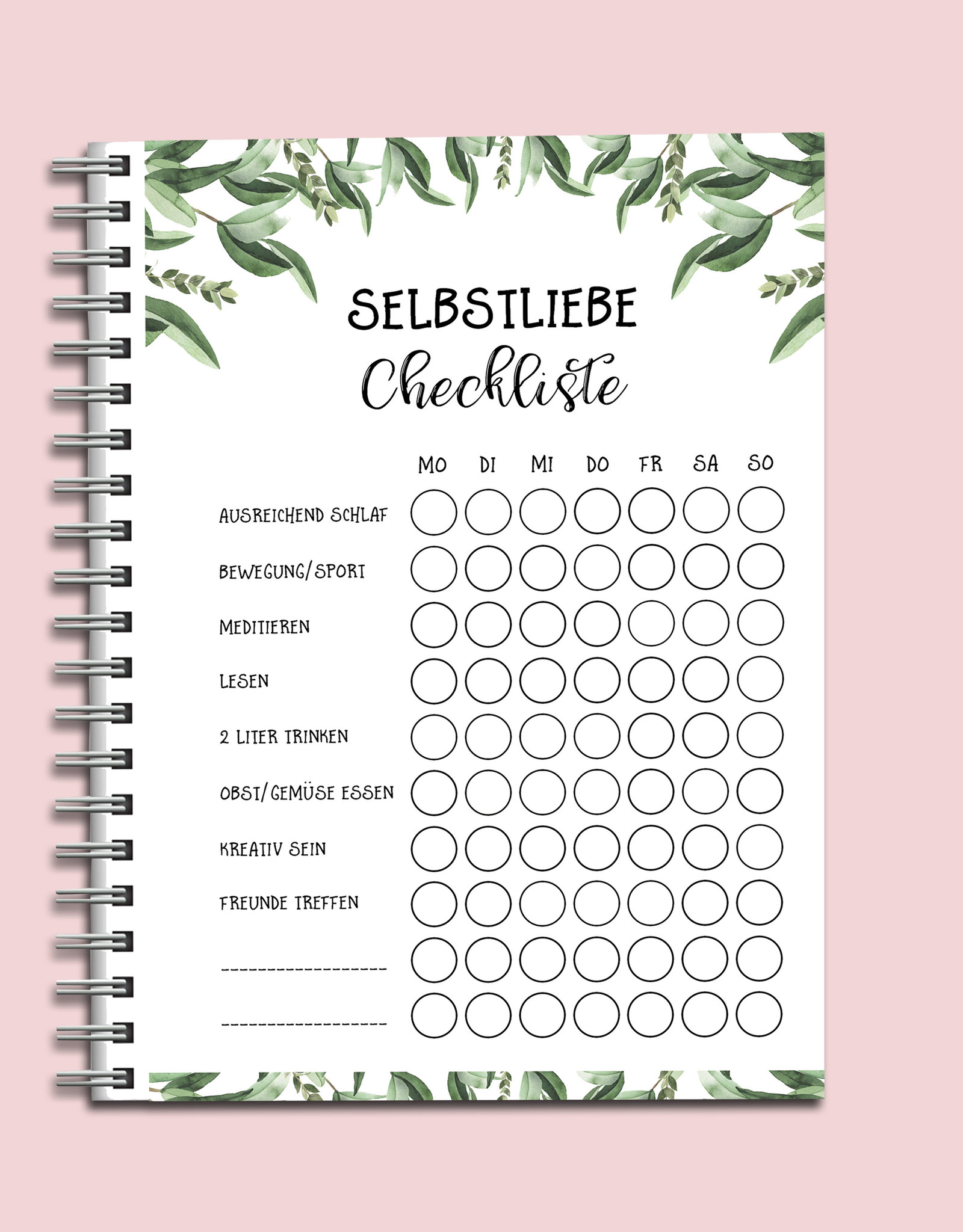 Selfcare Chickliste To Do Block Selbstliebe Selbstfürsorge Tagesplaner Wochenplaner