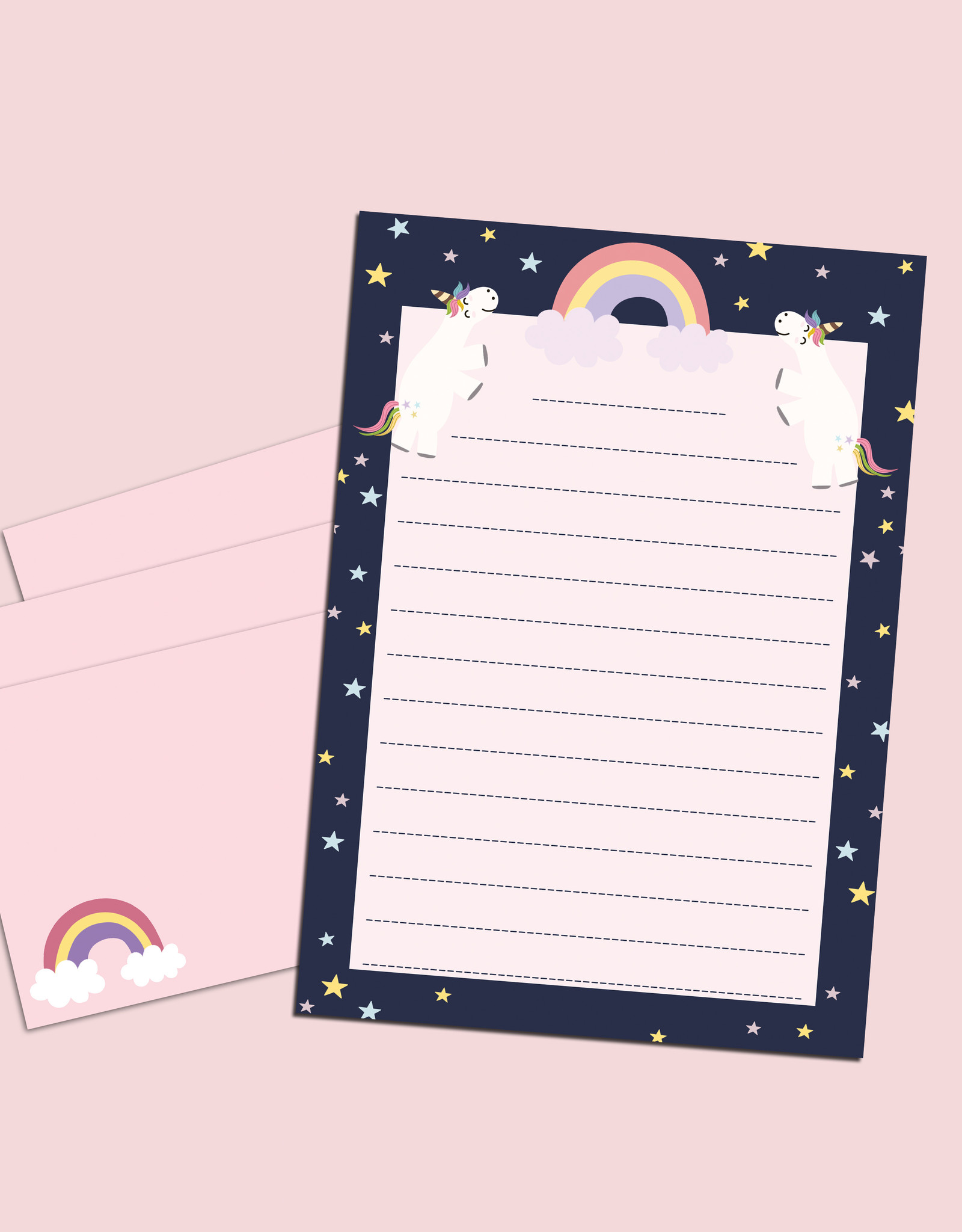 Briefpapier Set Einhorn DIN A5 Briefpapier Kinder inkl. Umschläge