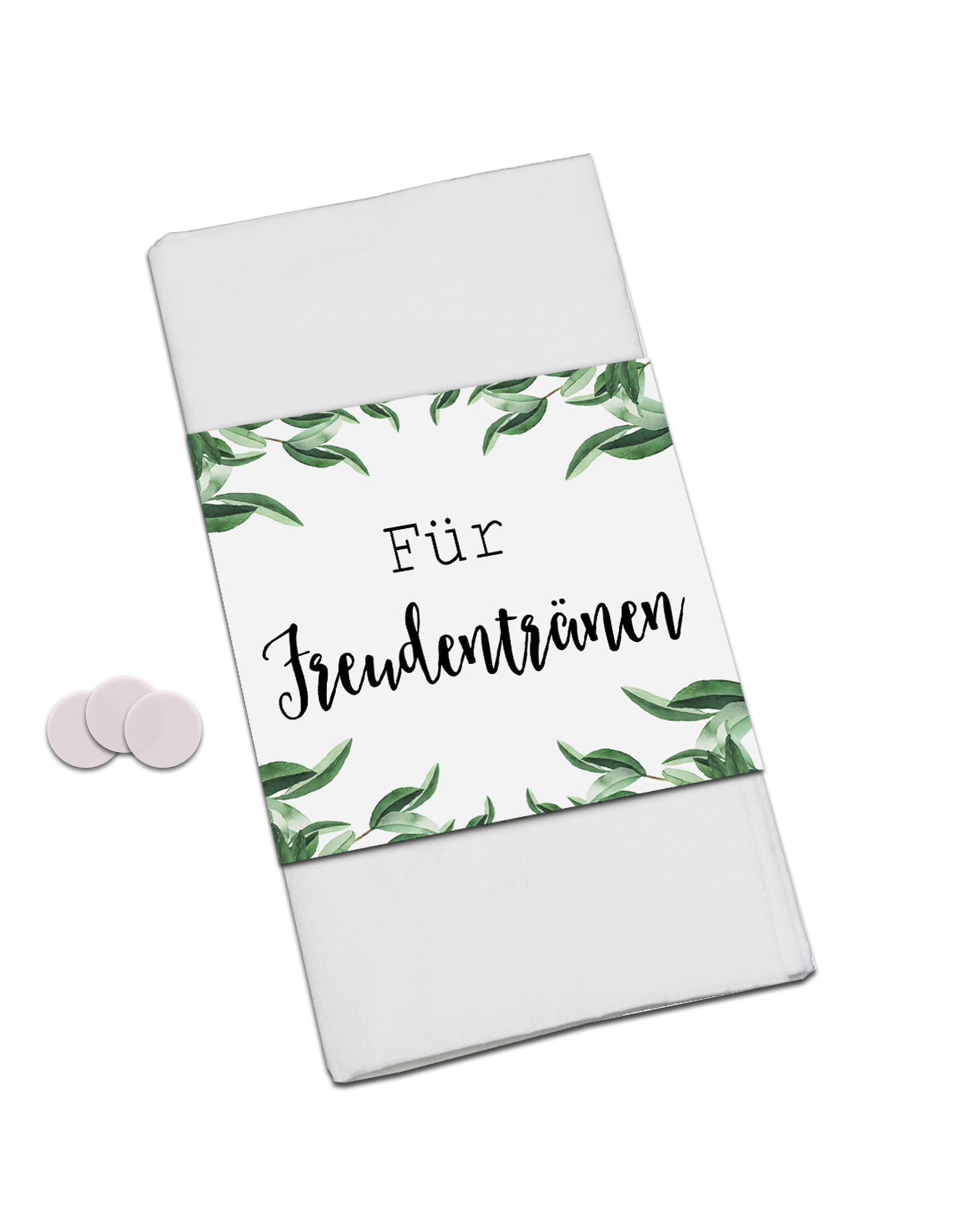 50 x Banderole "Für Freudentränen" Hochzeitsdeko EUCALYPTUS