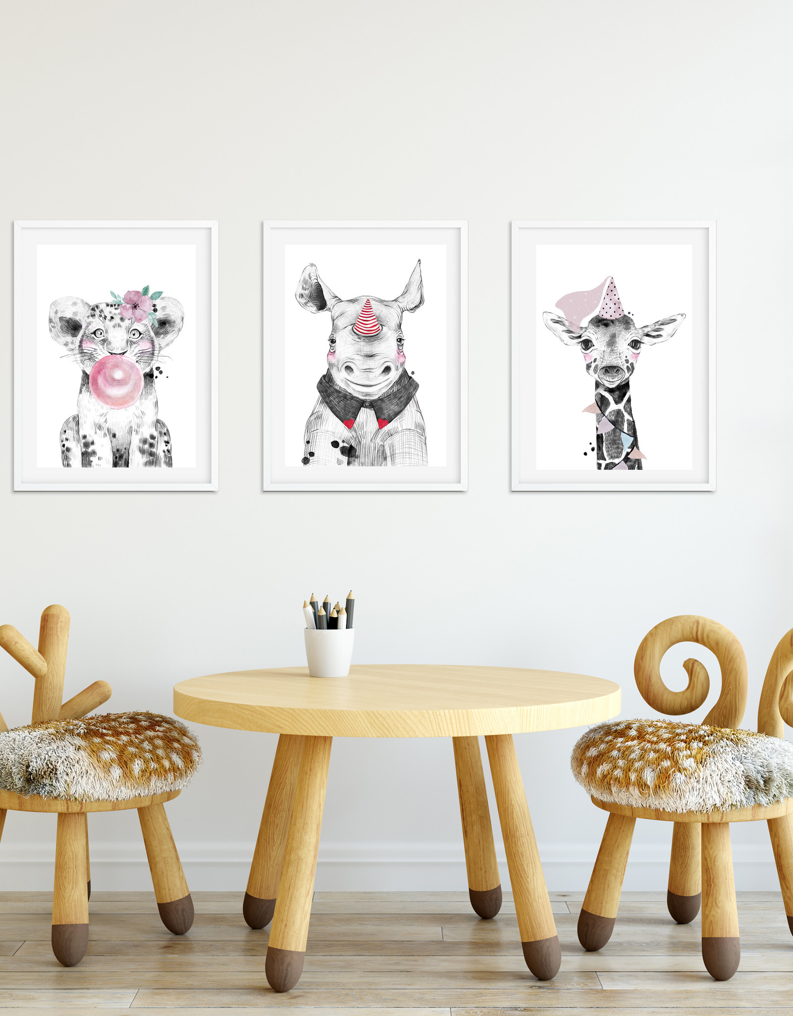 Wandbilder 3er Set Tierbabys Poster