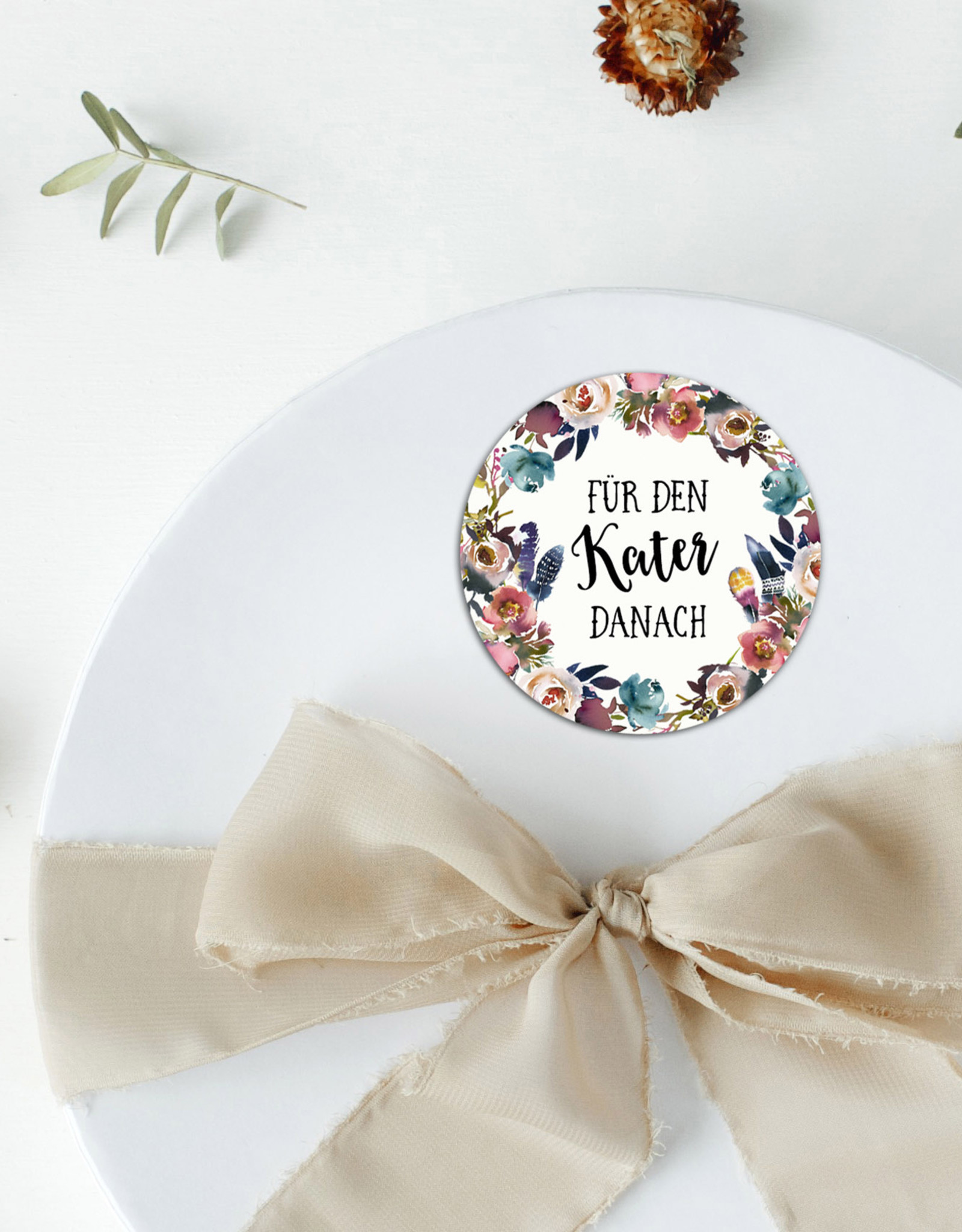 50 Sticker "Kür den Kater danach" BOHO Hochzeit Gastgeschenk Aufkleber Hangover Kit