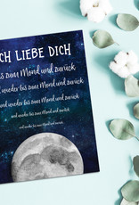 Postkarte Valentinstag "Ich liebe Dich bis zum Mond"