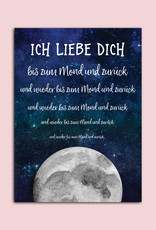 Postkarte Valentinstag "Ich liebe Dich bis zum Mond"