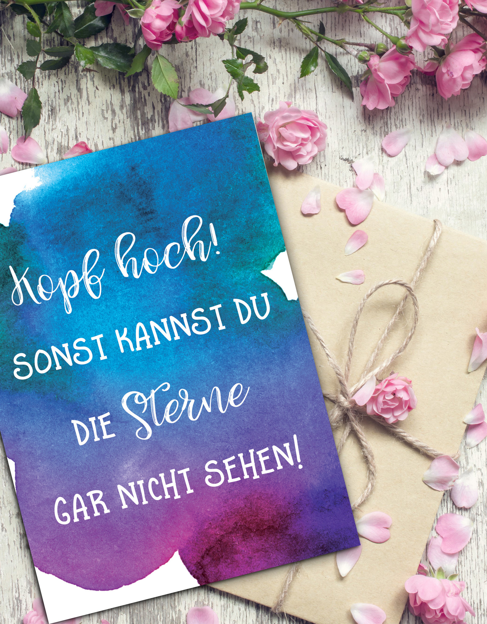 Postkarte Spruch "Kopf hoch" Motivationskarte Mutmacher Karte