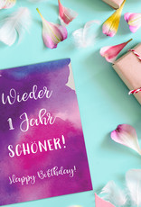 Postkarte Geburtstag "Wieder ein Jahr schöner" Glückwunschkarte Geburtstag