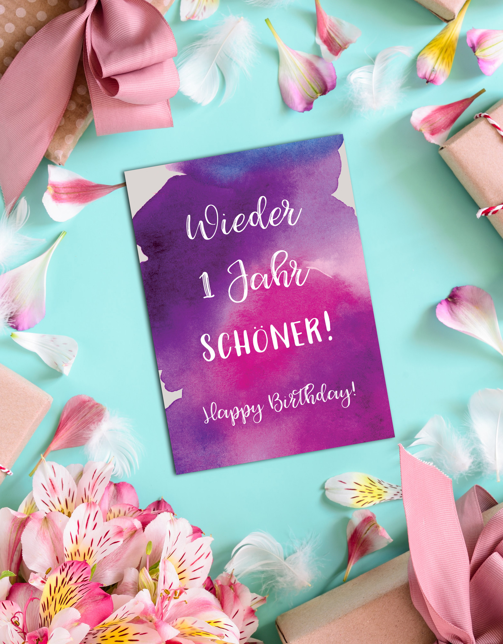 Postkarte Geburtstag "Wieder ein Jahr schöner" Glückwunschkarte Geburtstag