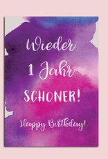 Postkarte Geburtstag "Wieder ein Jahr schöner" Glückwunschkarte Geburtstag