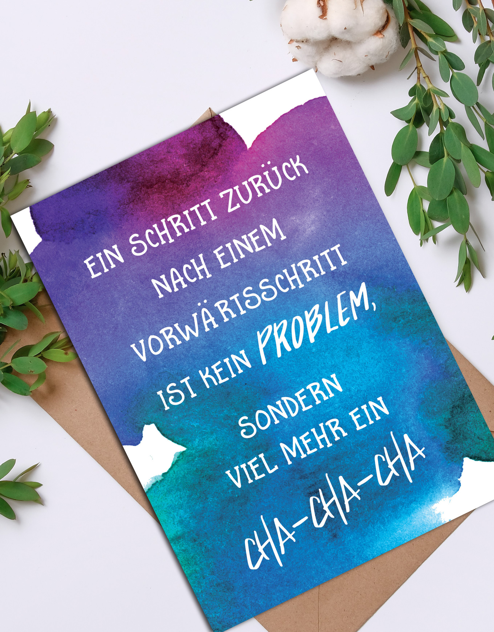 10er Set Postkarten Sprüche Aquarell, Postkarten Motivation