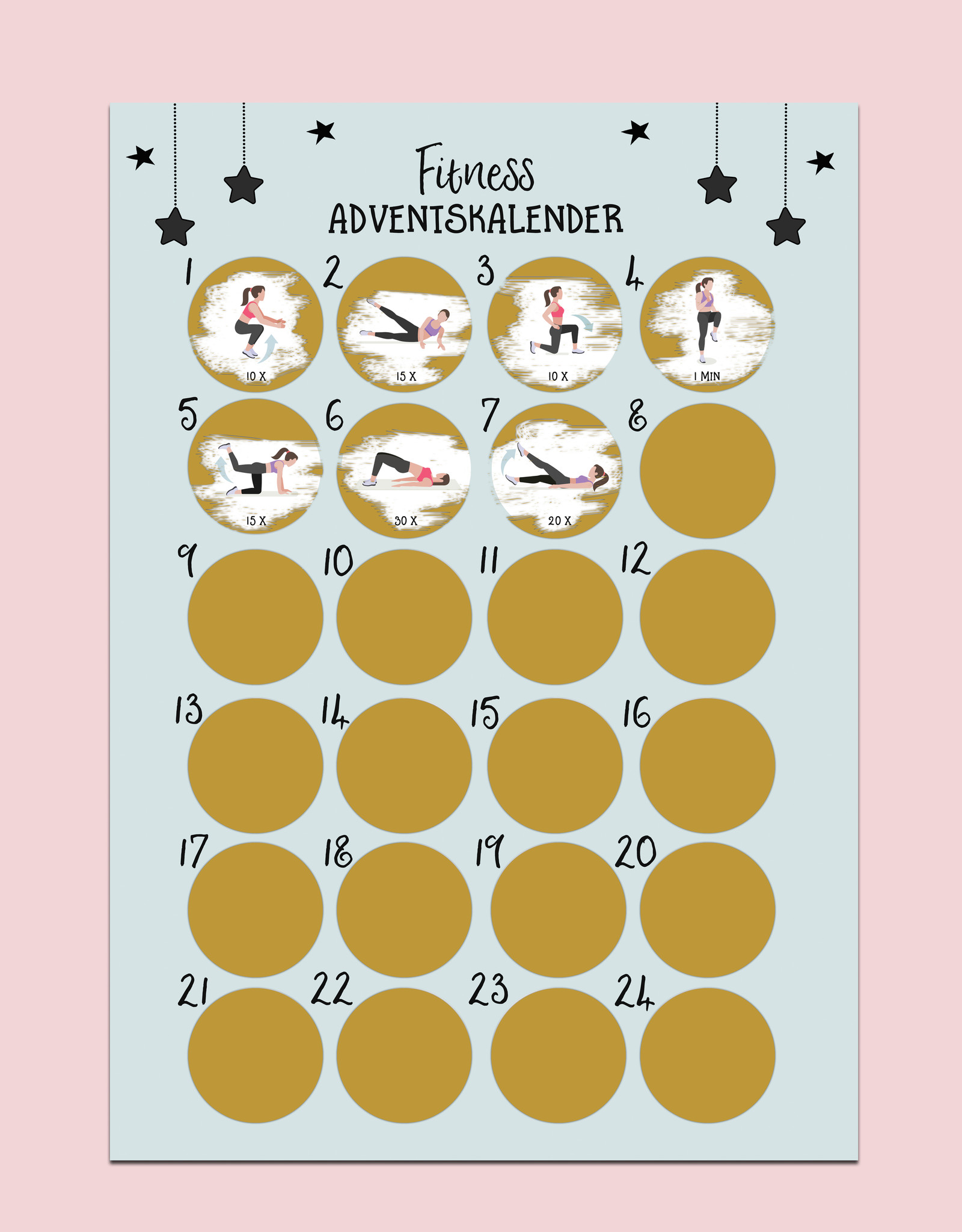 Fitness Adventskalender zum Rubbeln DIN A3