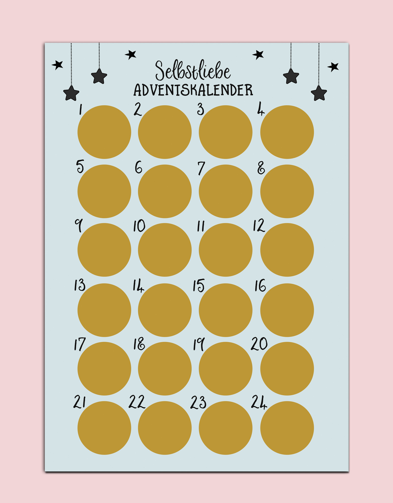 Selbstliebe Adventskalender zum Rubbeln DIN A3 Weihnachtskalender Achtsamkeit mit 24 Übungen