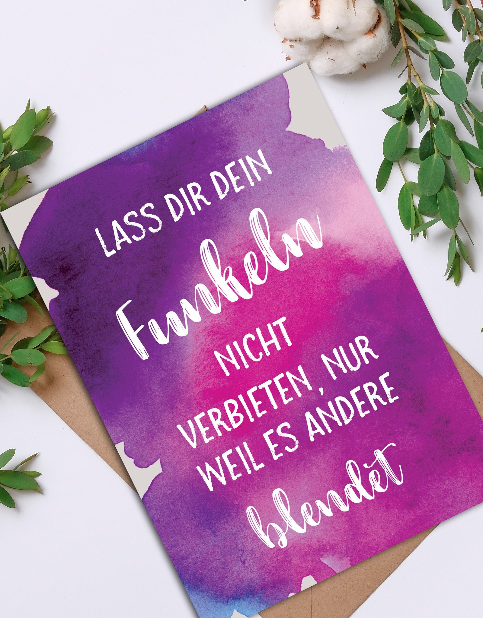 Postkarte "Lass Dir Dein Funkeln nicht verbieten" Sprüchekarte Postkarte Spruch Motivationskarte Geurtstagskarte