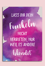 Postkarte "Lass Dir Dein Funkeln nicht verbieten" Sprüchekarte Postkarte Spruch Motivationskarte Geurtstagskarte