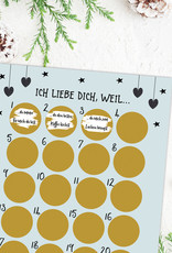 Adventskalender zum Rubbeln ICH LIEBE DICH Adventskalender A3 Weihnachtskalender