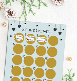 Adventskalender zum Rubbeln ICH LIEBE DICH Adventskalender A3 Weihnachtskalender