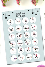 Postkarte Fitness "Mach mit Bleib fit!", Postkarten Motivation, Sport, Adventskalender Postkarte