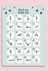 Postkarte Fitness "Mach mit Bleib fit!", Postkarten Motivation, Sport, Adventskalender Postkarte