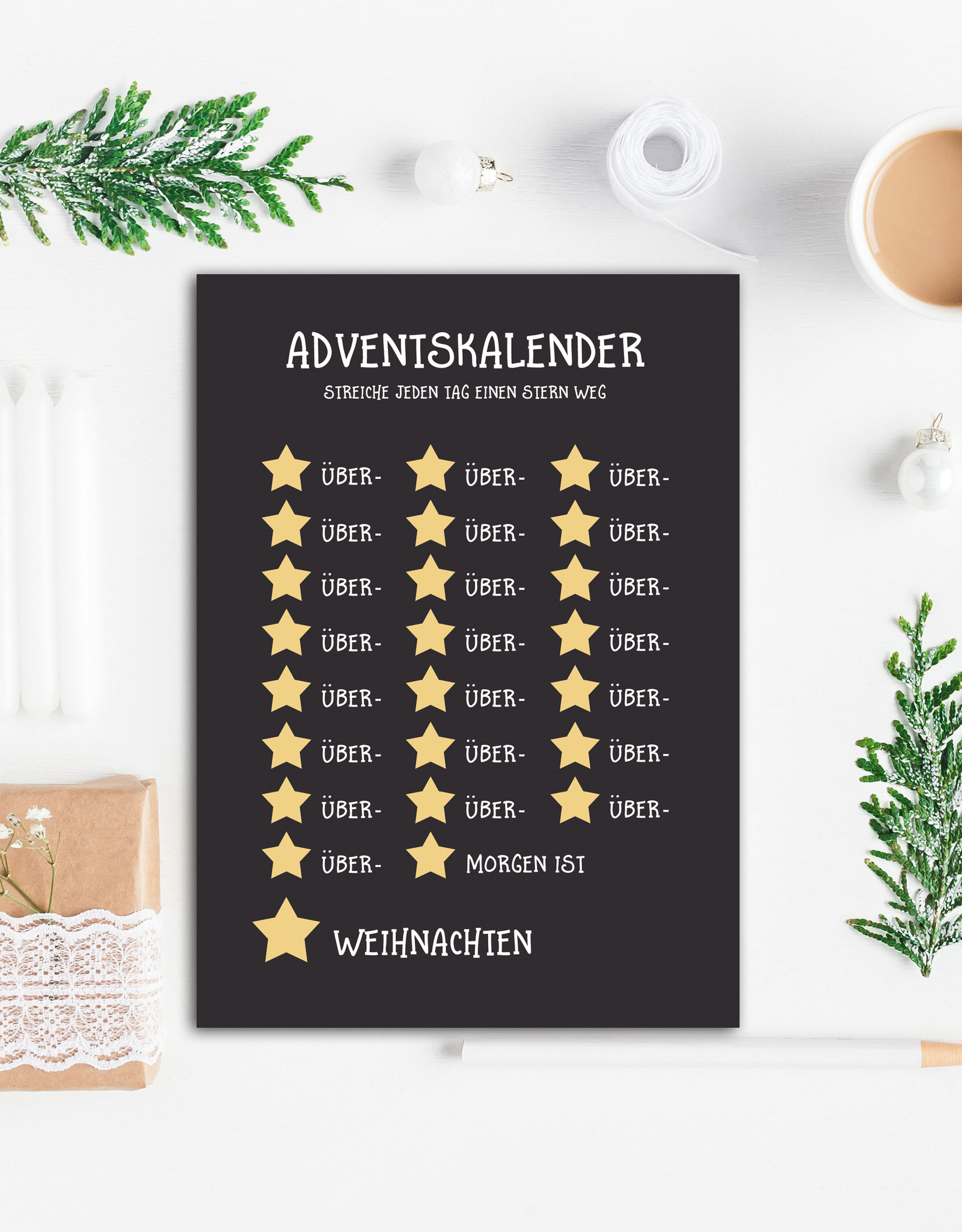 Adventskalender Postkarten 4er Set Adventskalender für Erwachsene