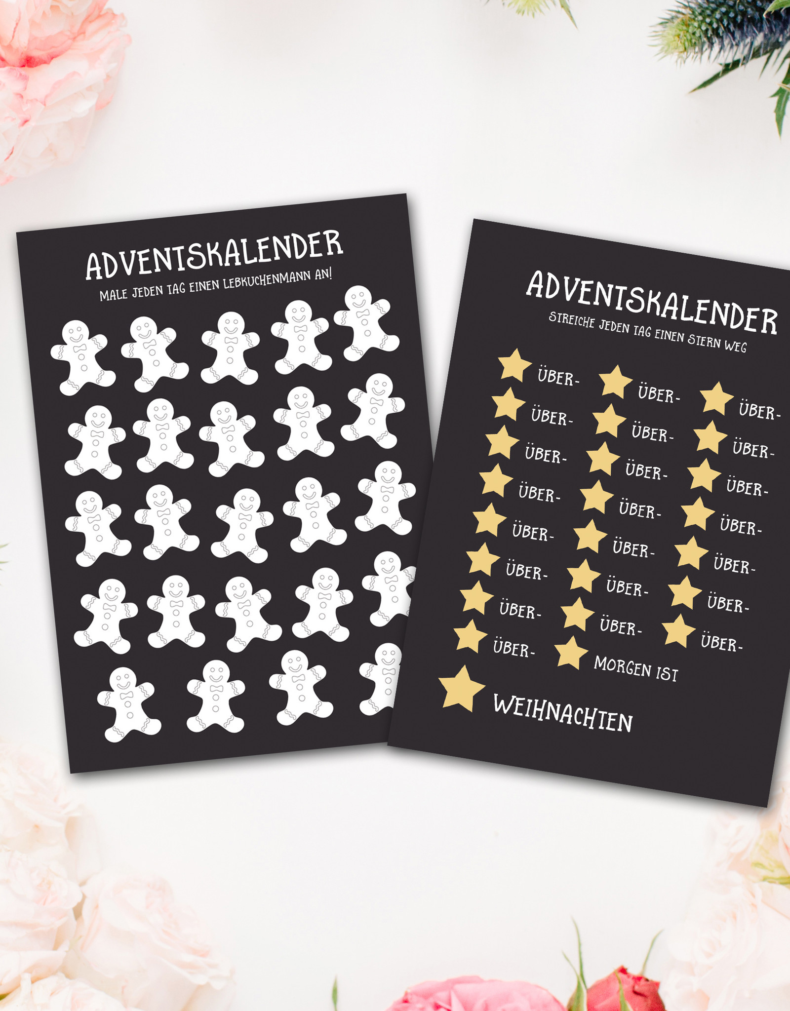 Adventskalender Postkarten 4er Set Adventskalender für Erwachsene