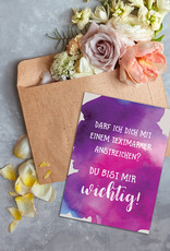 Postkarte "Du bist mir wichtig" Textmarker, Postkarte Liebe, Postkarten Sprüche,
