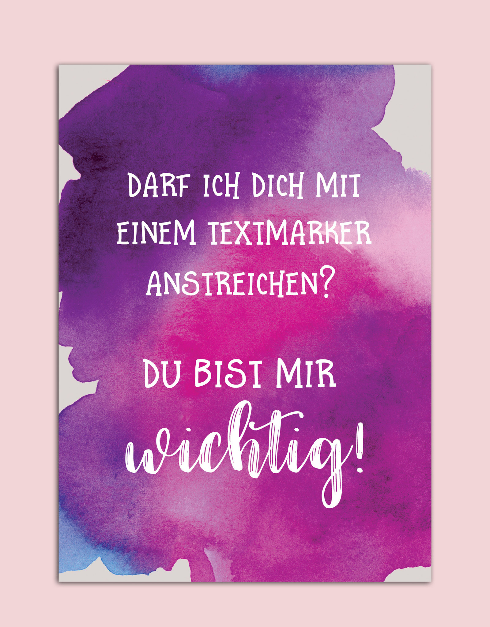 Postkarte "Du bist mir wichtig" Textmarker, Postkarte Liebe, Postkarten Sprüche,