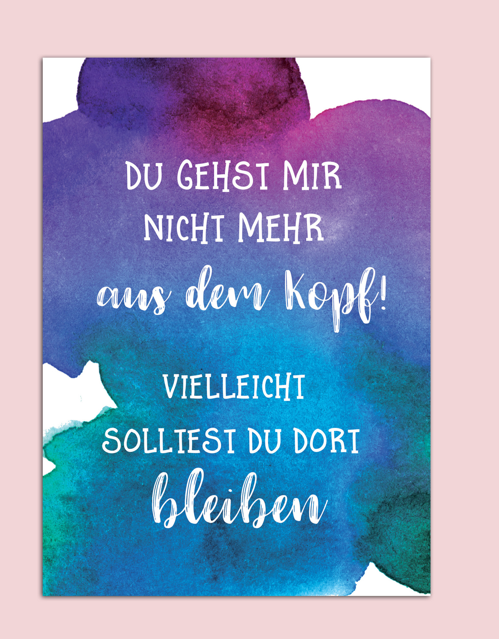 Postkarte "Du gehst mir nicht mehr aus dem Kopf" Postkarte Liebe, Postkarte Sprüche, Postkarte Geburtstag, Jahrestag