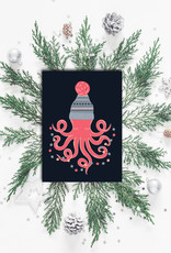 Weihnachtskarte "Kraken", Postkarte Weihnachten