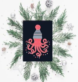Weihnachtskarte "Kraken", Postkarte Weihnachten