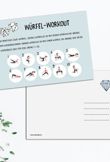 Postkarte Fitness "Würfel-Workout", Postkarten Motivation, Sport, Challenge Fitness Neujahr Postkarte