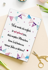 Postkarte Spruch "Heute werde ich gut gelaunt sein", Postkarte Sprüche Postkarten Motivation, Sprüche Karte, Motivationskarte