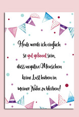 Postkarte Spruch "Heute werde ich gut gelaunt sein", Postkarte Sprüche Postkarten Motivation, Sprüche Karte, Motivationskarte