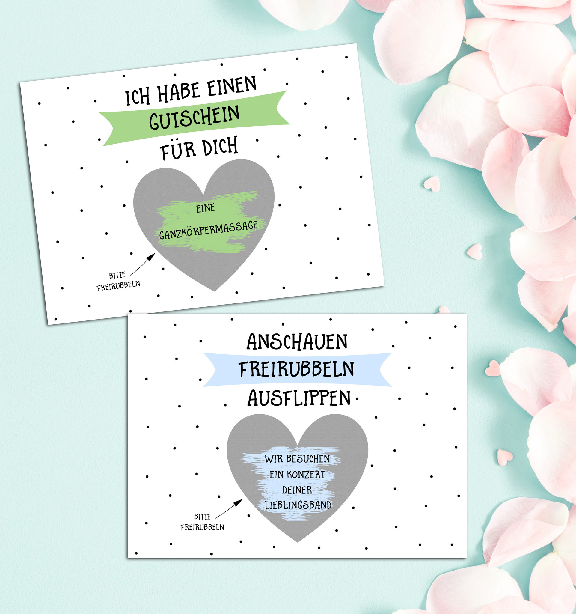3 Rubbelkarten Mit Umschlägen – Bunt, DIN A6, Inkl. 3 Silberne Herz-Rubbelsticker, Perfekt Für Überraschungsgrüße