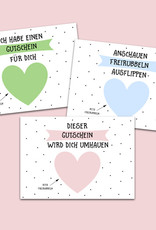 3 x Rubbelkarten GUTSCHEINE bunt inkl. 3 Umschläge, Gutschein Karte Gutschein Vorlage Rubbelkarten Rubbellose Gutschein Verpackung