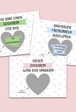3 x Rubbelkarten GUTSCHEINE bunt inkl. 3 Umschläge, Gutschein Karte Gutschein Vorlage Rubbelkarten Rubbellose Gutschein Verpackung