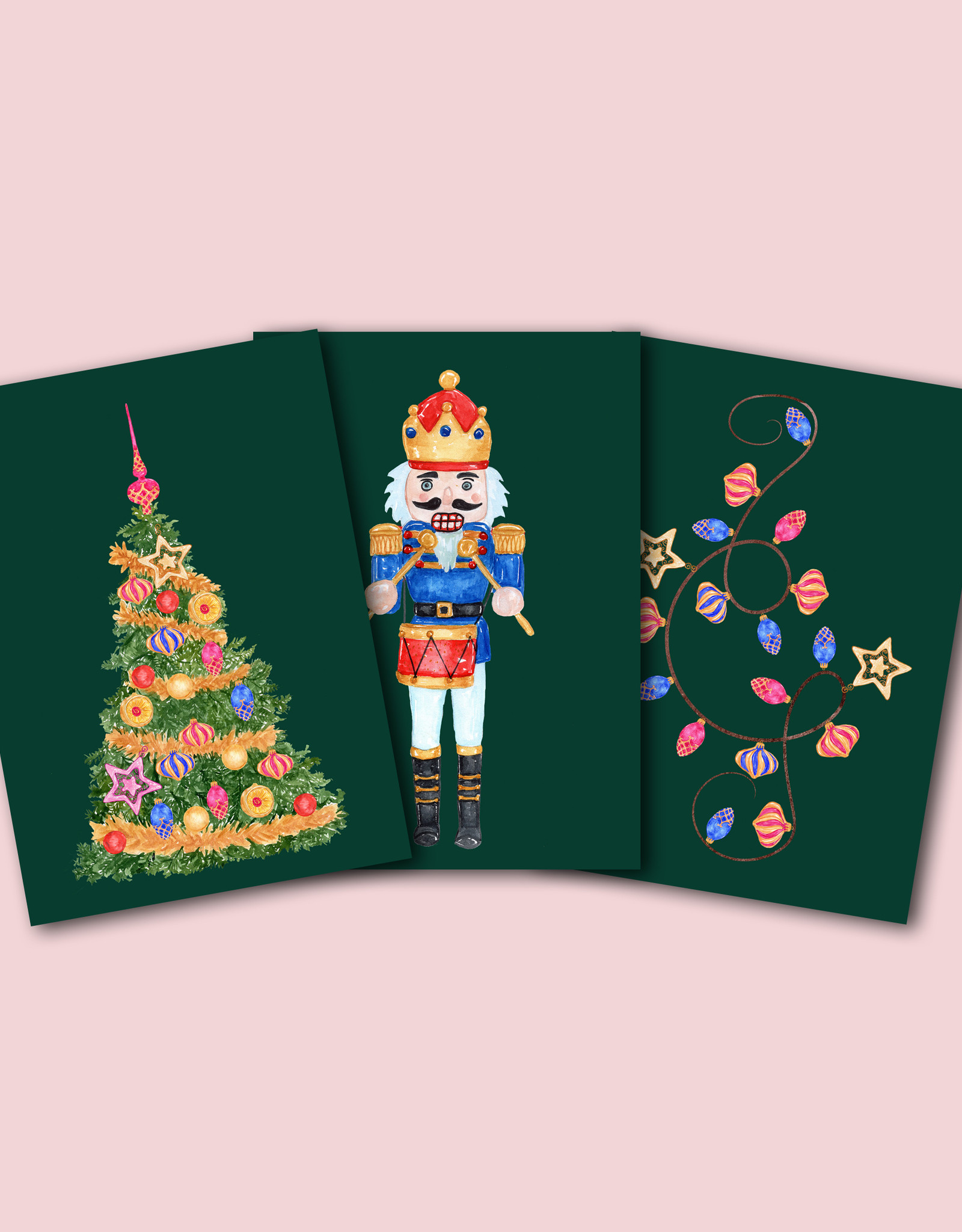 Weihnachtskarten vintage Set 3-teilig NUSSKNACKER, Postkarten Set Postkarte Weihnachten Weihnachhtskarten Weihnachtsgeschenke Grußkarten