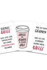 Postkarten KAFFEE Set 3-teilig, Kaffee Karten Sprüche Postkarten Grußkarten Kaffee
