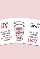 Postkarten KAFFEE Set 3-teilig, Kaffee Karten Sprüche Postkarten Grußkarten Kaffee