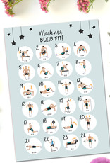 Postkarte Fitness "Mach mit Bleib fit!", Postkarten Motivation, Sport, Adventskalender Postkarte