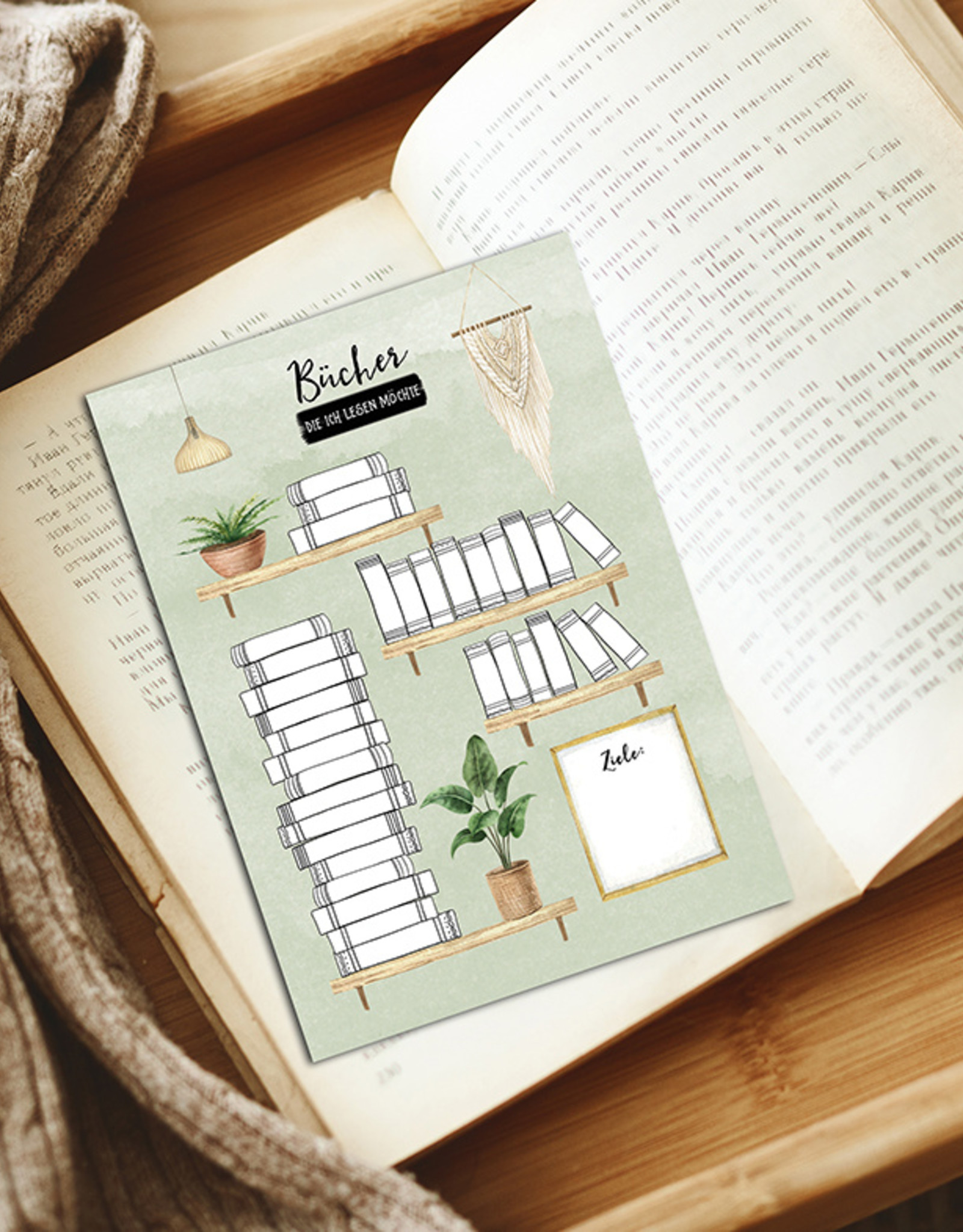 Postkarte BÜCHER Bullet Journal Postkarte Bücherliste Checkliste Bücher lesen Leseliste