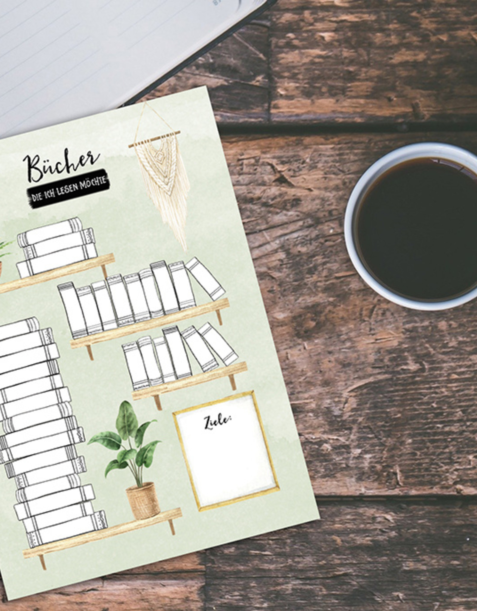 Postkarte BÜCHER Bullet Journal Postkarte Bücherliste Checkliste Bücher lesen Leseliste