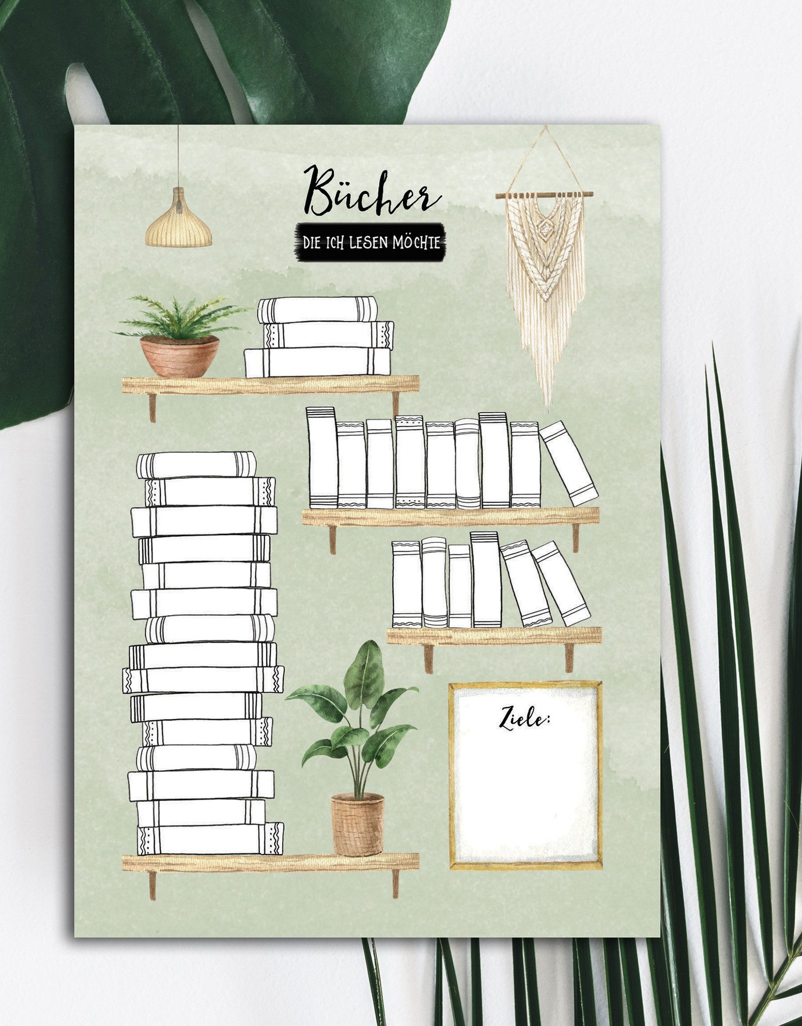 Postkarte BÜCHER Bullet Journal Postkarte Bücherliste Checkliste Bücher lesen Leseliste