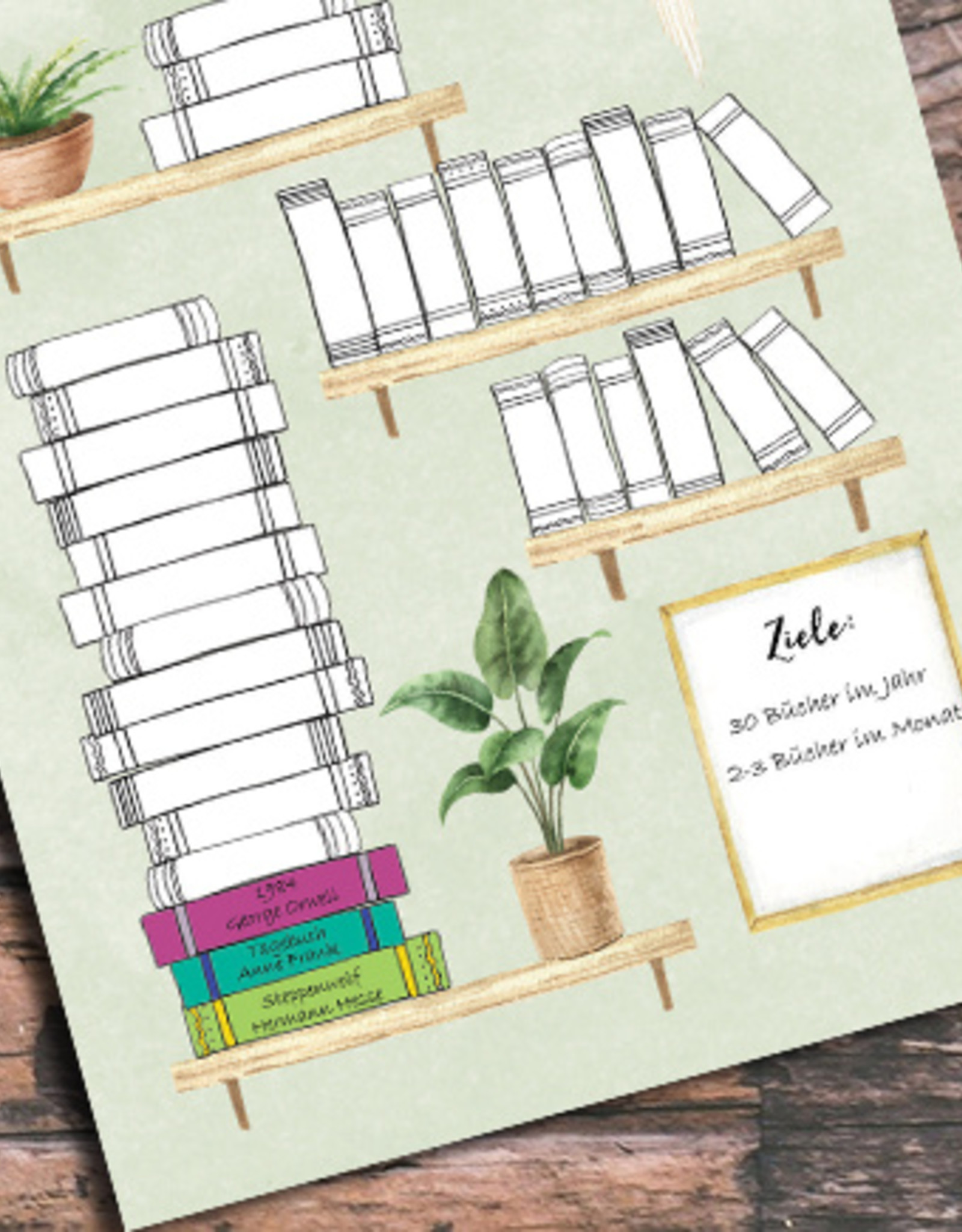 Postkarte BÜCHER Bullet Journal Postkarte Bücherliste Checkliste Bücher lesen Leseliste