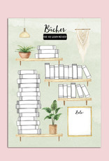 Postkarte BÜCHER Bullet Journal Postkarte Bücherliste Checkliste Bücher lesen Leseliste