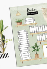 Poster DIN A4 BÜCHER Bullet Journal Bücherliste Checkliste Bücher lesen Leseliste