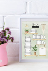 Poster DIN A4 BÜCHER Bullet Journal Bücherliste Checkliste Bücher lesen Leseliste