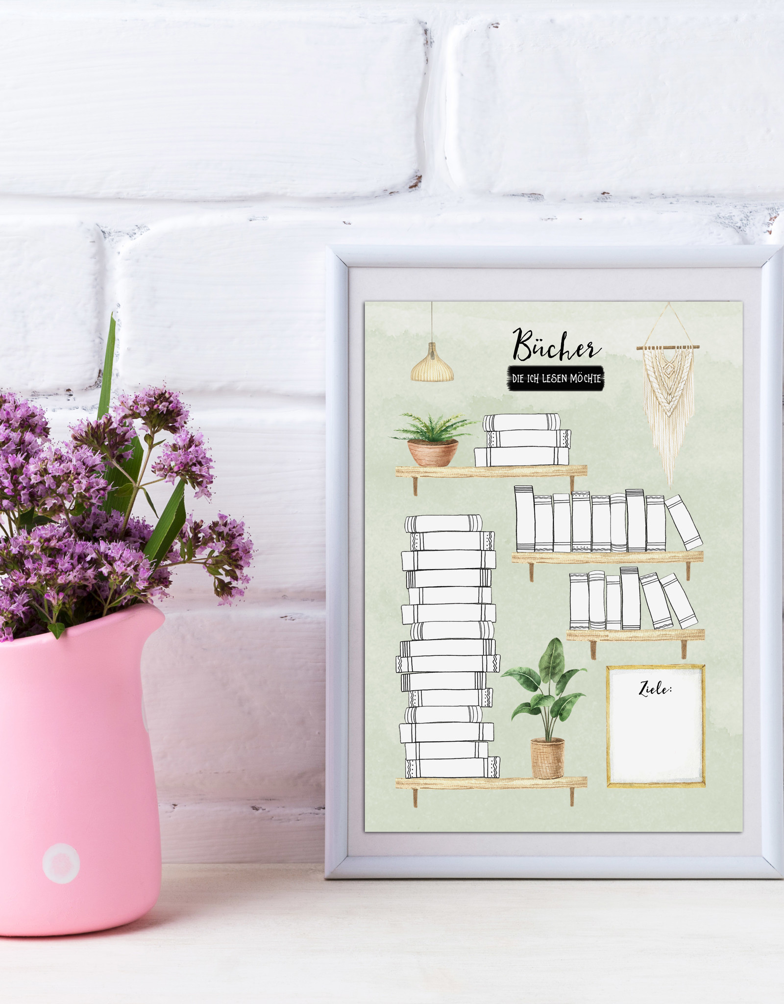 Poster DIN A4 BÜCHER Bullet Journal Bücherliste Checkliste Bücher lesen Leseliste