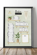 Poster DIN A4 BÜCHER Bullet Journal Bücherliste Checkliste Bücher lesen Leseliste